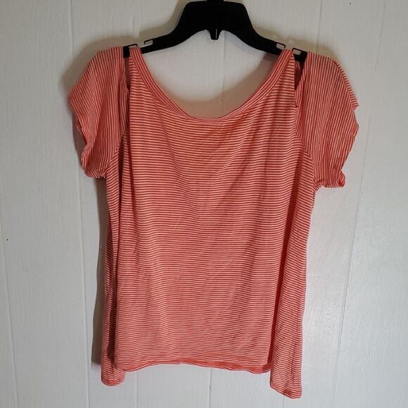 a.n.a Womens XL Coral Striped Blouse with Tie Shoulders 🌏5/$10🌏 - Picture 5 of 6